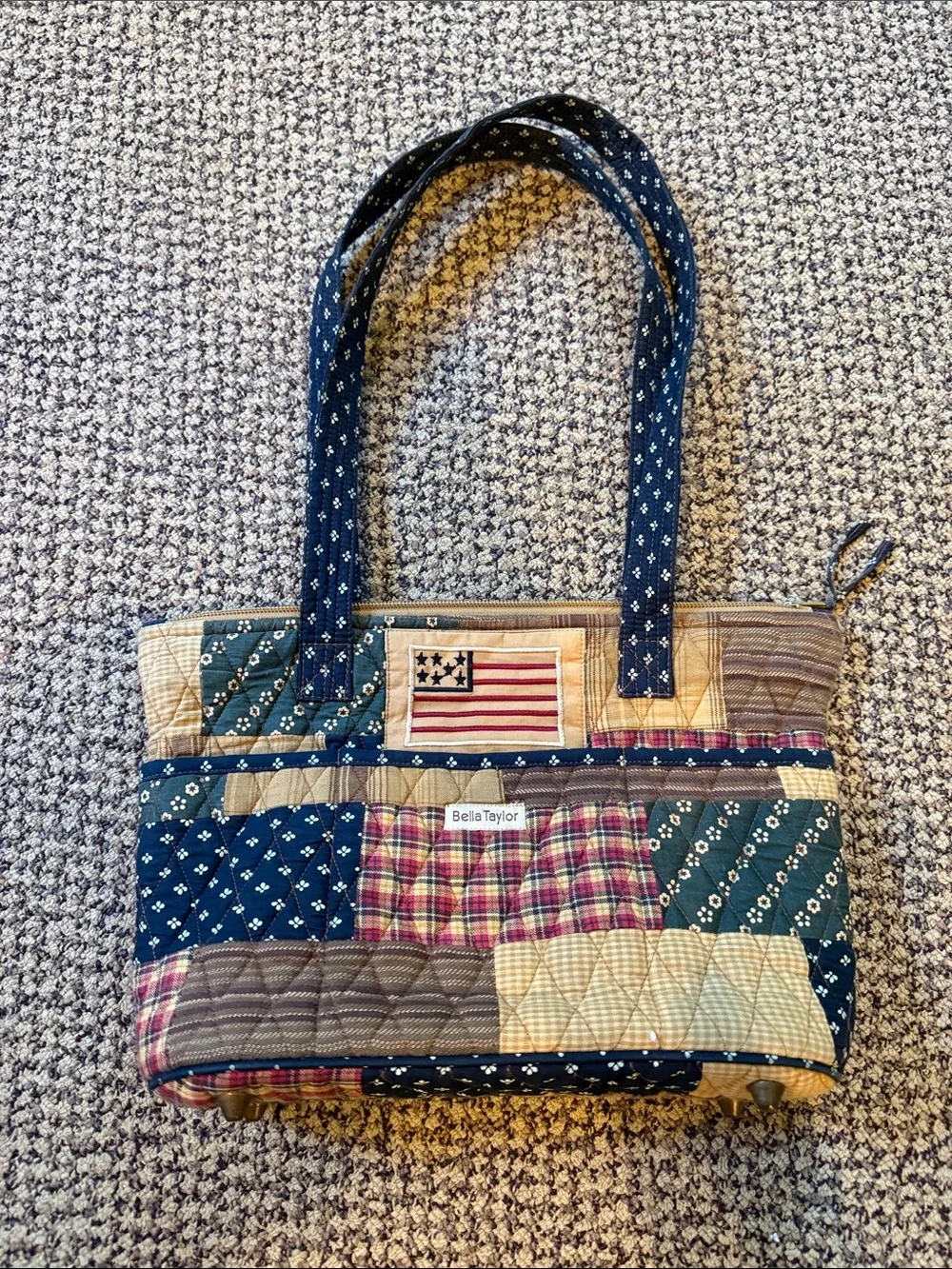 Bela Taylor American Flag Patchwork Quilted Tote, Wallet and Glasses Set